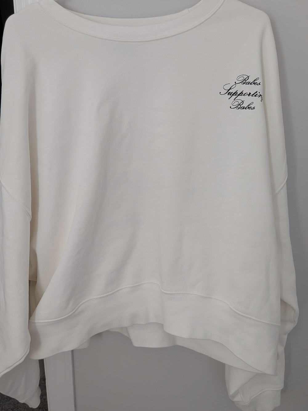 Brunette The Label Cream Crewneck Sweater with Script Detail